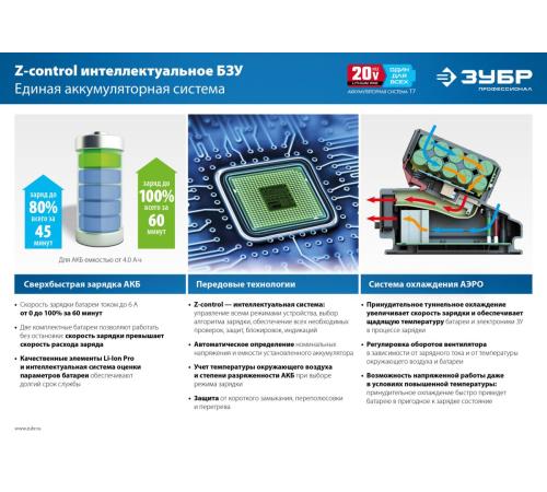 ЗУБР T7, 20 В, 6.0 А·ч, аккумуляторная батарея, Профессионал (ST7-20-6)