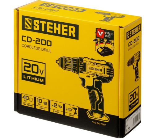 STEHER V1, 20 В, 40 Н·м, без АКБ, дрель-шуруповерт (CD-200)