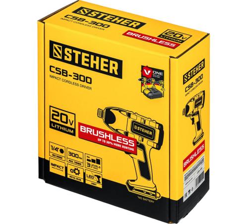 STEHER V1, 20 В, 300 Н·м, без АКБ, бесщеточный винтоверт (CSB-300)