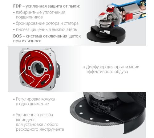 ЗУБР 1100 Вт, d125 мм, УШМ, Профессионал (УШМ-П125-1100)