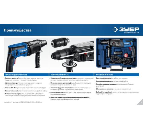 ЗУБР 24 мм, 750 Вт, перфоратор SDS Plus (П-24-750)
