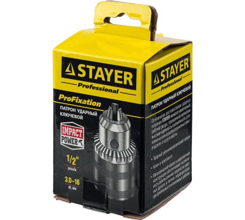 STAYER 16 мм, 1/2″, ударный сверлильный патрон с ключом для дрели, Professional (29055-16-1/2)