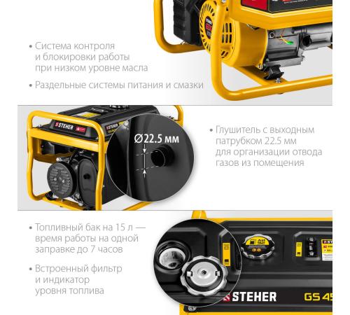 STEHER 3300 Вт, бензиновый генератор (GS-4500)