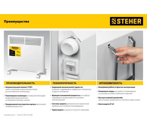 STEHER Е серия 2 кВт, электрический конвектор (SCE-2000)
