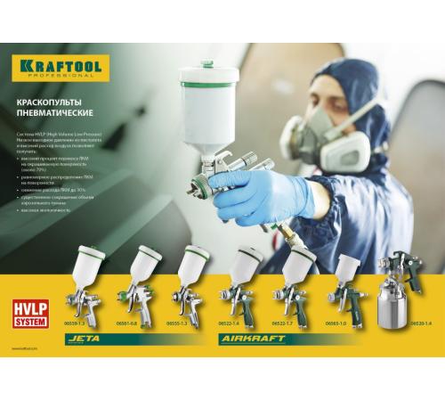 KRAFTOOL AirKraft, HVLP, 1.4 мм, пневматический краскопульт с верхним бачком (06522-1.4)