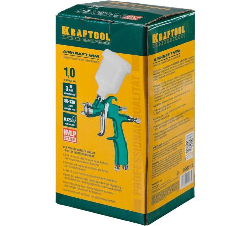 KRAFTOOL AIRKRAFT MINI, HVLP, 1 мм, пневматический краскопульт с верхним бачком (06565-1.0)