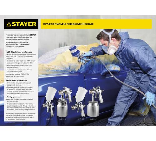 STAYER ORION S, 1.5 мм, пневматический краскопульт с нижним бачком (06472-1.5)