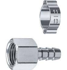 ЗУБР штуцер ″елочка″, 8 мм - 1/4″F, переходник с обжимным хомутом, Профессионал (64923-1/4-08)