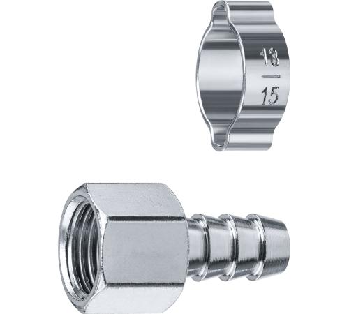 ЗУБР штуцер ″елочка″, 10 мм - 1/4″F, переходник с обжимным хомутом, Профессионал (64923-1/4-10)