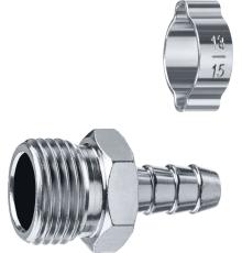 ЗУБР штуцер ″елочка″, 10 мм - 1/2″M, переходник с обжимным хомутом, Профессионал (64924-1/2-10)