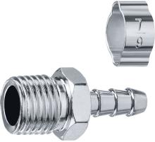 ЗУБР штуцер ″елочка″, 6 мм - 1/4″M, переходник с обжимным хомутом, Профессионал (64924-1/4-06)
