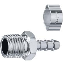 ЗУБР штуцер ″елочка″, 6 мм - 1/4″M, переходник с обжимным хомутом, Профессионал (64924-1/4-06)