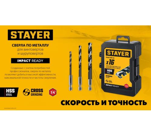STAYER НЕХ-1/4″, d 10.0 х 133 мм, сверло по металлу для винтовёртов и шуруповертов IMPACT READY (29603-10)