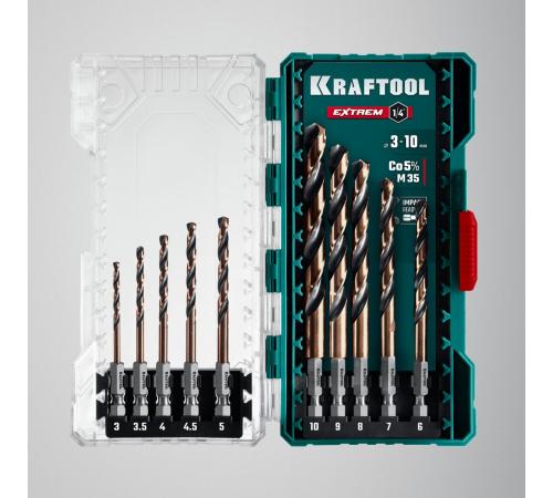 KRAFTOOL НЕХ-1/4″, 10 шт, набор сверл по металлу для винтовёртов и шуруповертов IMPACT READY (29652-H10)
