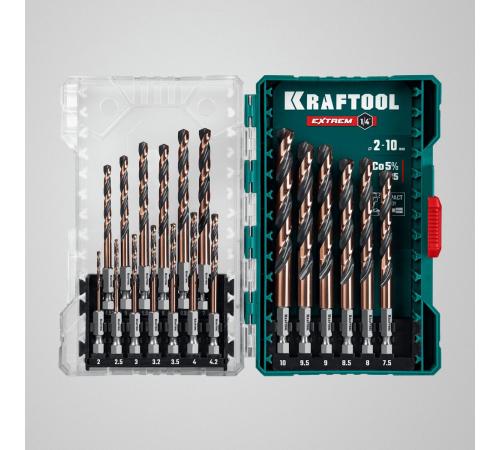 KRAFTOOL НЕХ-1/4″, 19 шт, набор сверл по металлу для винтовёртов и шуруповертов IMPACT READY (29652-H19)