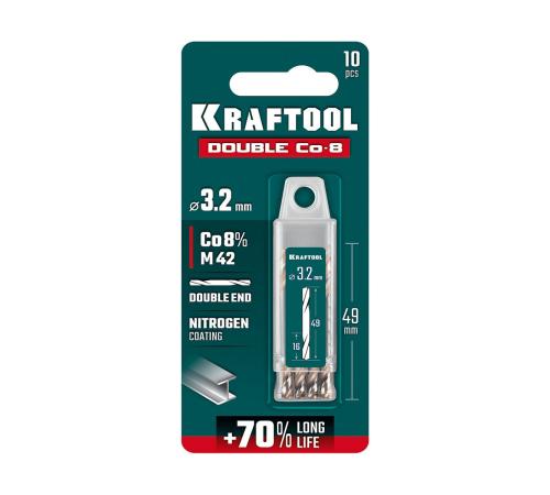 KRAFTOOL DOUBLE Сo-8 3.2х49мм, Сверло двухстороннее по металлу, сталь M42(+8%Co), класс А (29654-3.2-10)