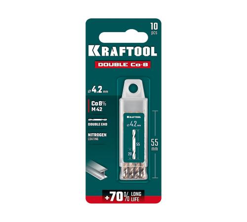 KRAFTOOL DOUBLE Сo-8 4.2х55мм, Сверло двухстороннее по металлу, сталь M42(+8%Co), класс А (29654-4.2-10)