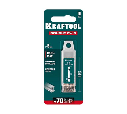 KRAFTOOL DOUBLE Сo-8 5х62мм, Сверло двухстороннее по металлу, сталь M42(+8%Co), класс А (29654-5.0-10)