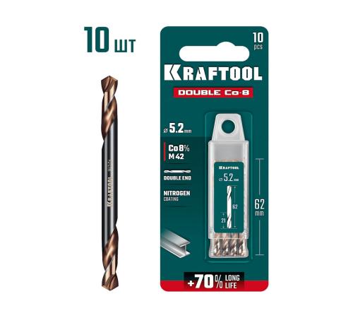 KRAFTOOL DOUBLE Сo-8 5.2х62мм, Сверло двухстороннее по металлу, сталь M42(+8%Co), класс А (29654-5.2-10)
