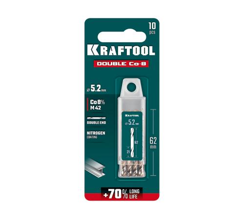 KRAFTOOL DOUBLE Сo-8 5.2х62мм, Сверло двухстороннее по металлу, сталь M42(+8%Co), класс А (29654-5.2-10)