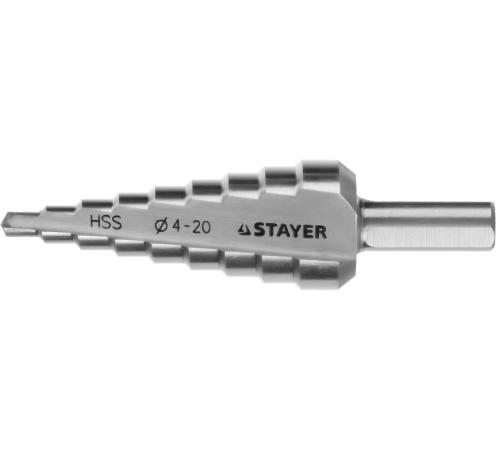 STAYER 4-20 мм, 9 ступеней, сталь HSS, ступенчатое сверло (29660-4-20-9)