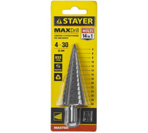 STAYER 4-30 мм, 14 ступеней, сталь HSS, ступенчатое сверло (29660-4-30-14)