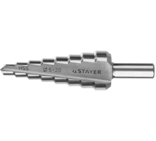 STAYER 6-20 мм, 8 ступеней, сталь HSS, ступенчатое сверло (29660-6-20-8)
