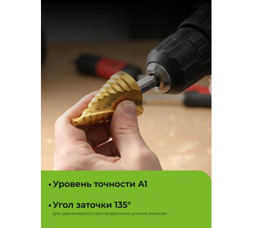 URAGAN 9-36мм, 10 ступеней, винтовая спираль, сверло ступенчатое (29658-9-36-10)