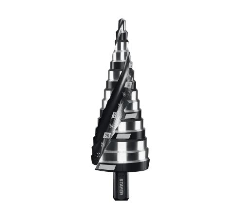 STAYER Pro-Max 4-32мм, 15 ступеней, винтовая спираль, сверло ступенчатое (29661-4-32-15)