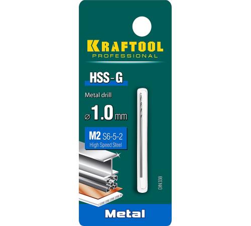 KRAFTOOL HSS-G, 1.0 х 34 мм, сталь P6M5, сверло по металлу (29651-1)