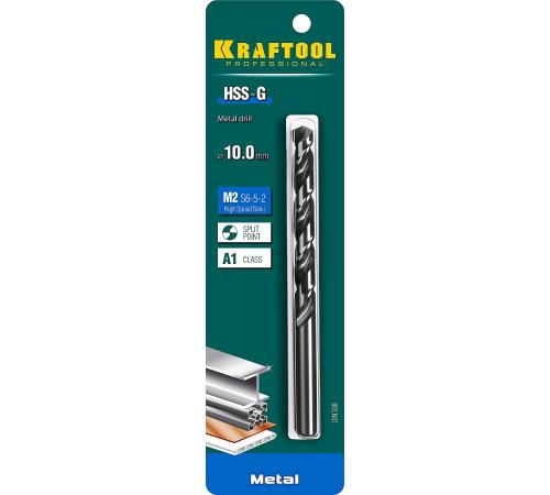KRAFTOOL HSS-G, 10.0 х 133 мм, сталь P6M5, сверло по металлу (29651-10)