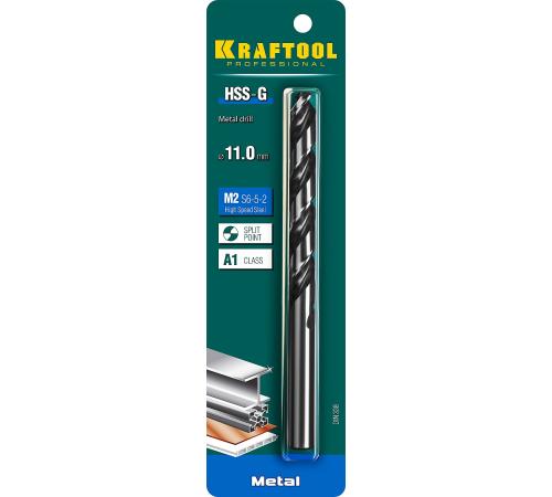 KRAFTOOL HSS-G, 11.0 х 142 мм, сталь P6M5, сверло по металлу (29651-11)