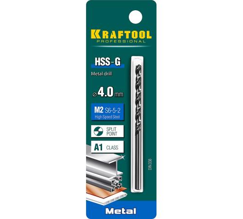 KRAFTOOL HSS-G, 4.0 х 75 мм, сталь P6M5, сверло по металлу (29651-4)