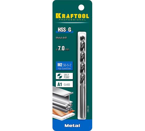 KRAFTOOL HSS-G, 7.0 х 109 мм, сталь P6M5, сверло по металлу (29651-7)