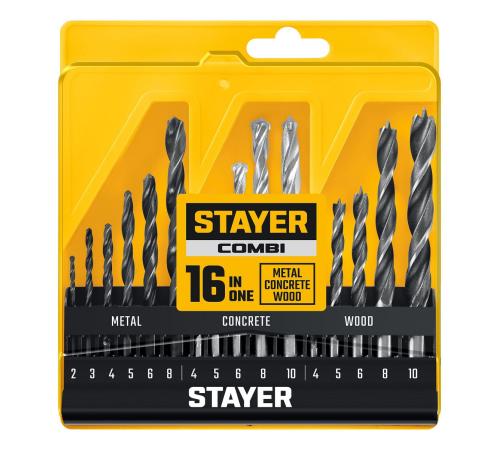 STAYER Combi 16 предметов, набор комбинированных сверл (29720-H16)