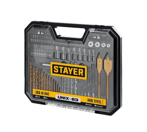 STAYER Unix-63, универсальный комбинированный набор, 63 предмета (29720-H63)