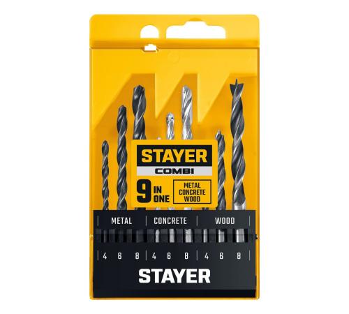 STAYER Combi 9 предметов, набор комбинированных сверл (29720-H9)