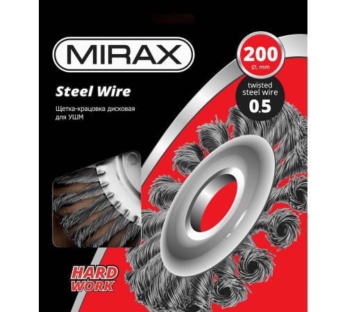 MIRAX 200 мм, жгутированная стальная проволока 0.5 мм, щетка дисковая для УШМ (35140-200)