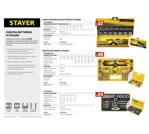 STAYER MaXCut, 32 предмета, легированная сталь, набор комплектных метчиков и плашек (28014-H32)