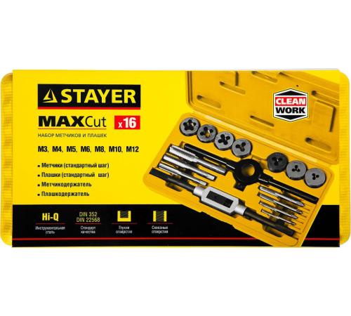 STAYER MaXCut, 16 предмета, набор метчиков и плашек (28010-H16)