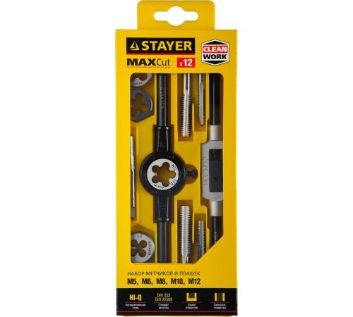 STAYER MaXCut, 12 предмета, набор метчиков и плашек (28012-H12)