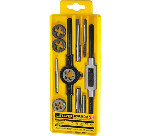 STAYER MaXCut, 12 предмета, набор метчиков и плашек (28012-H12)