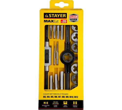 STAYER MaXCut, 20 предмета, легированная сталь, набор метчиков и плашек (28012-H20)