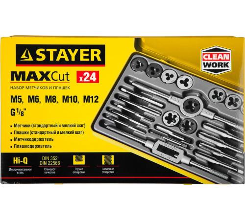 STAYER MaXCut, 24 предмета, легированная сталь, набор метчиков и плашек (28020-H24)