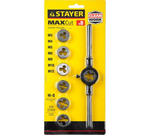 STAYER MaXCut, 8 предметов, инструментальная сталь, набор плашек (28015-H8)