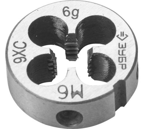 ЗУБР М6 x 1.0 мм, сталь 9ХС, плашка круглая ручная (4-28022-06-1.0)