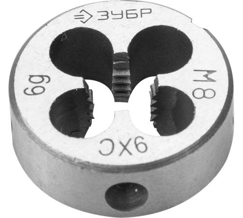 ЗУБР М8 x 1.0 мм, сталь 9ХС, плашка круглая ручная (4-28022-08-1.0)