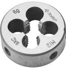ЗУБР М12 x 1.75 мм, сталь 9ХС, плашка круглая ручная (4-28022-12-1.75)