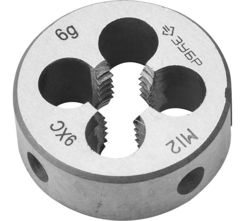 ЗУБР М12 x 1.75 мм, сталь 9ХС, плашка круглая ручная (4-28022-12-1.75)