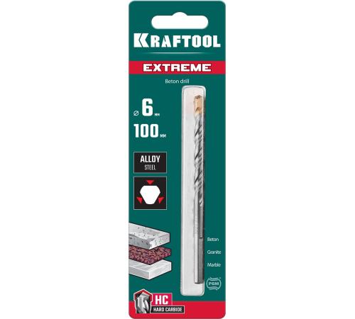KRAFTOOL Extreme, 6 х 100 мм, трехгранный хвостовик, сверло по бетону (29166-100-06)